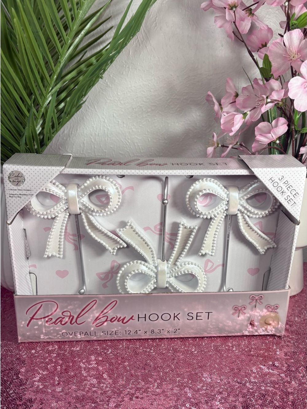 Pearl Bow Hook Set - White
